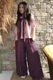 Basso Shirring Wide Leg Pant Deep Damson